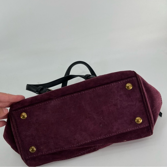 Coach Hamilton Burgundy Suede Leather Tote Bag Satchel Style 7474 Excellent - Picture 14 of 16